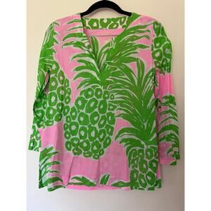 Lilly Pulitzer Amelia Island Tunic Top Pink Pout Flamenco / 100% cotton / XS